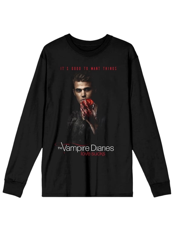 The Vampire Diaries It's Good To Want Things Juniors Black Long Sleeve Shirt-XL