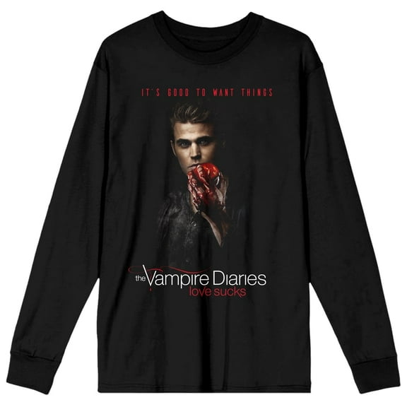 The Vampire Diaries It's Good To Want Things Juniors Black Long Sleeve Shirt-XXL