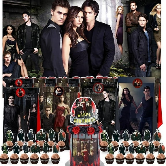The Vampire Diaries Party Favor Bags Goodie Treat Candy Supplies Decorations Birthday Cake Topper Backdrop Banner