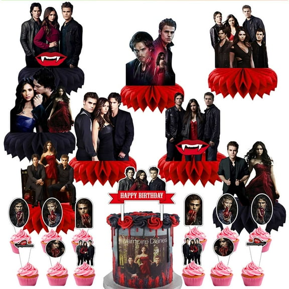 The Vampire Diaries Party Supplies Honeycomb Centerpieces Table Toppers Cake Toppers Decorations for Birthday Photo Props