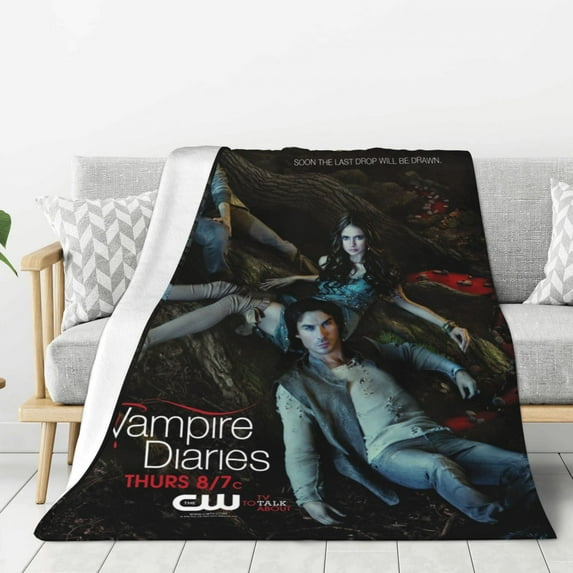 The Vampire Diaries Poster Thick Blanket Cozy Soft Fuzzy Anti-pilling Flannel Throw Blanket Warm Sofa Bed Blanket 80"x60" For Adult Teen Kids