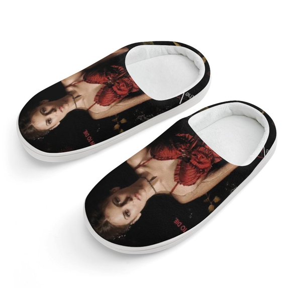 The Vampire Diaries Series Kid's Cotton Slippers Winter Warm Soft Plush Slippers with Rubber Sole Non-Slip Indoor Outdoor Slip on Shoes Fluffy House Slippers For Boys Girls Teen