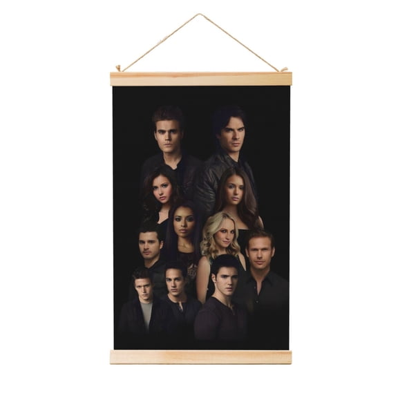 The Vampire Diaries Wall Art Wooden Shaft Hanging Banner Poster Scroll Painting For Room Dormitory Decor 20"X30"