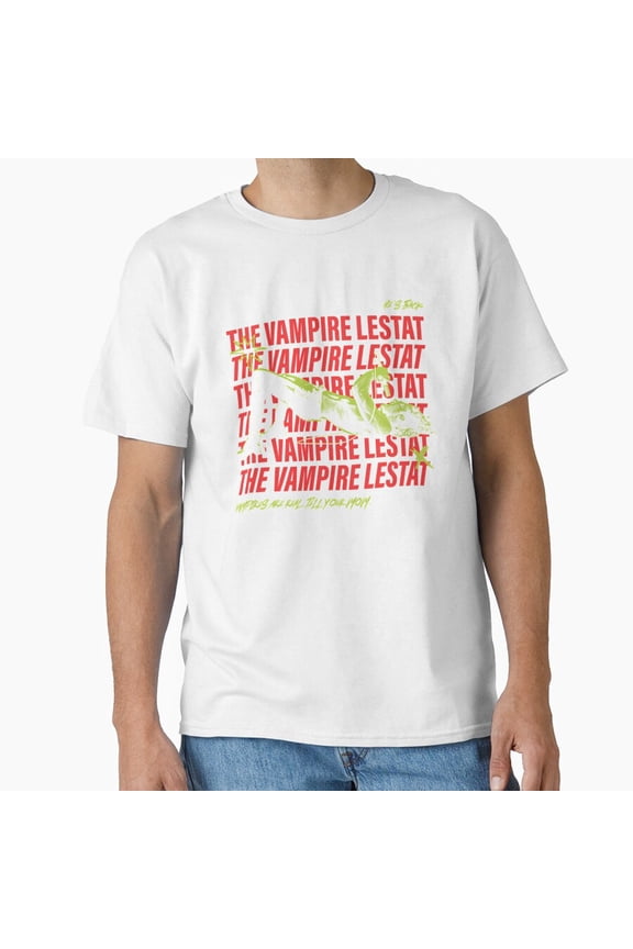 The Vampire Lestat Tour Merch Multi Text Gothic Horror Novel Fandom Tee T-Shirt
