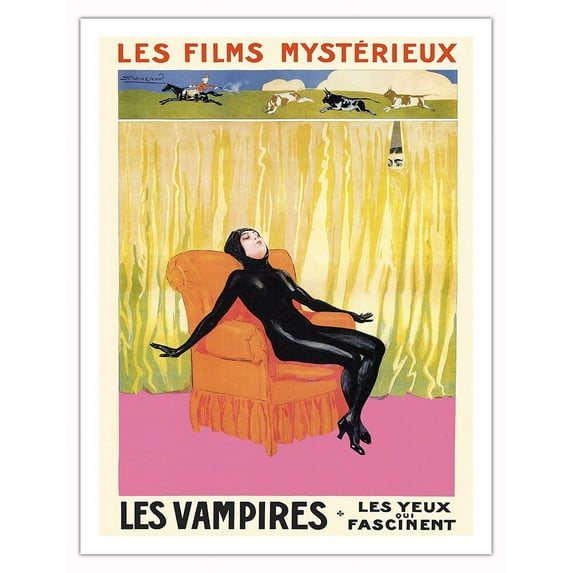 The Vampires (Les Vampires) - Silent Film Crime Serial - Vintage Film Movie Poster by Achille Mauzan c.1916 - Fine Art Matte Paper Print (Unframed) 20x26in