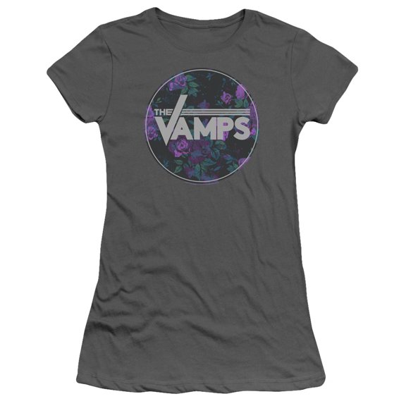 The Vamps - Floral Vamps - Juniors Teen Girls Cap Sleeve Shirt - X-Large
