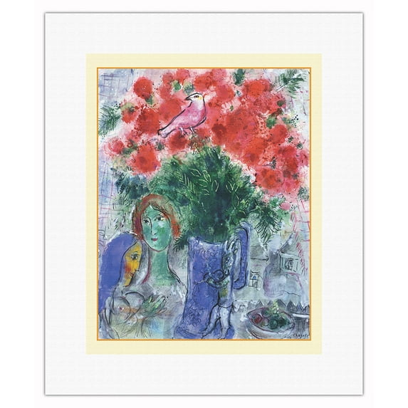 The Vase - From an Original Color Painting by Marc Chagall - Fine Art Rolled Canvas Print (Unframed) 11in x 14in