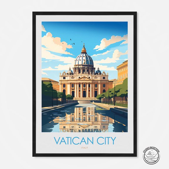 The Vatican Rome Print Italy Travel Poster In Minimal Style By Studio Inception