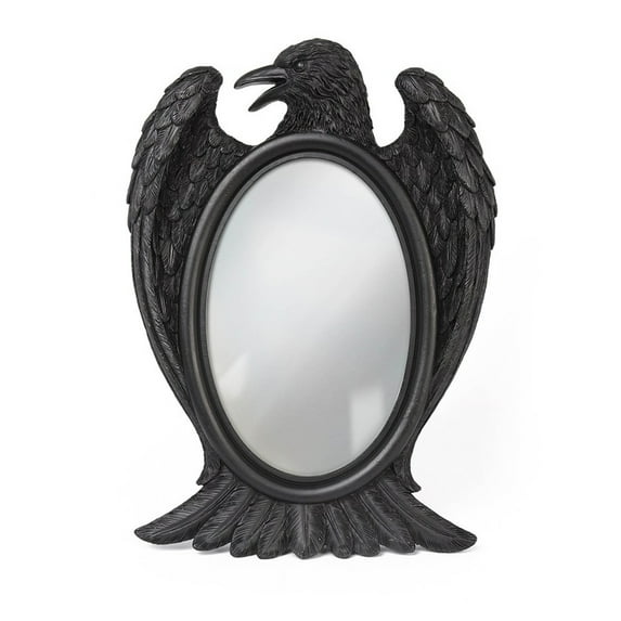 The Vault Decorative Resin Black Raven Mirror