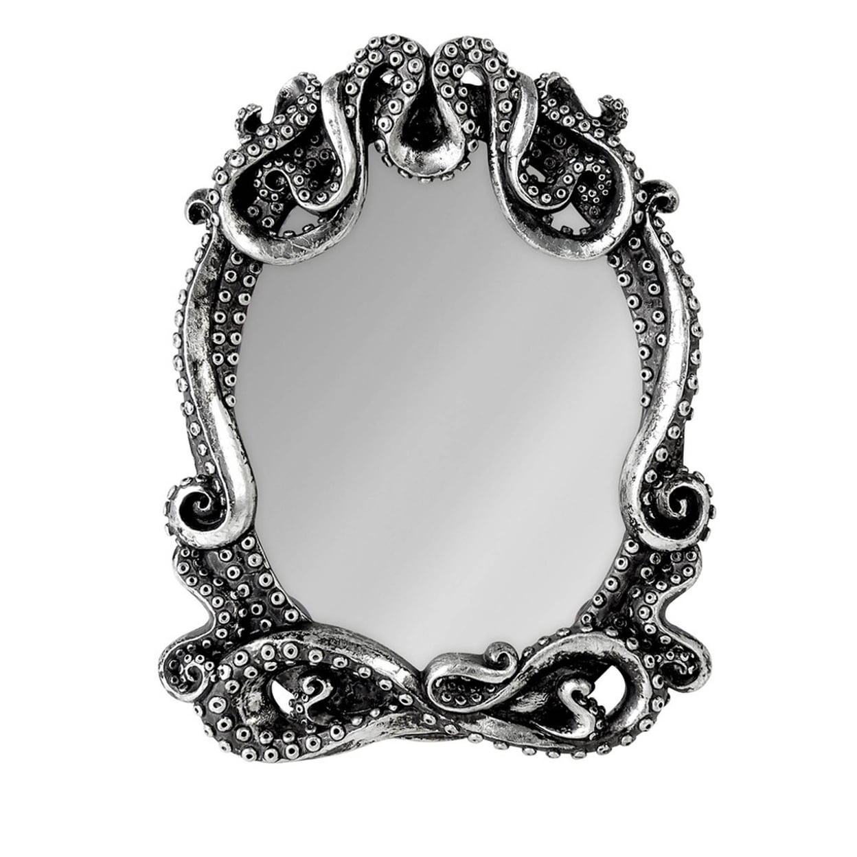 Leviathan's Embrace Full-Length Oval Silver Kraken Mirror