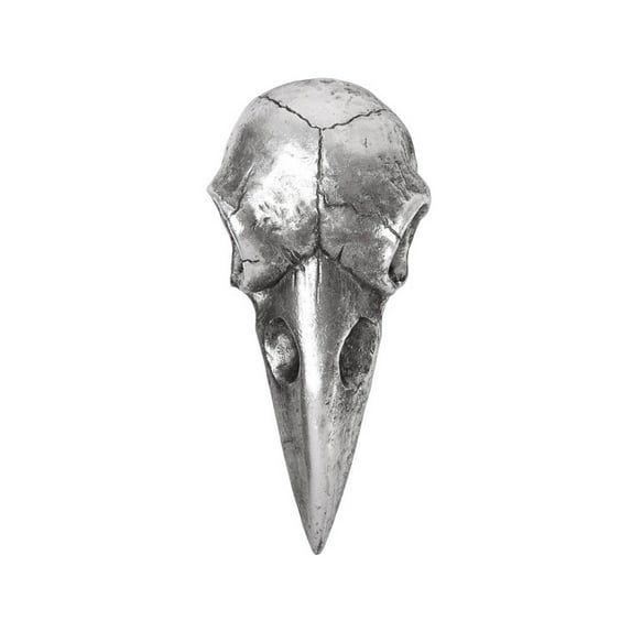 The Vault Resin Raven Skull Hand Mirror - Antique Silver