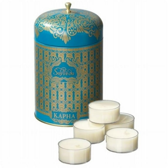 The Veda Company 1103S Soyveda Vintage Tea Lights In Reusable Tin - Sapphire