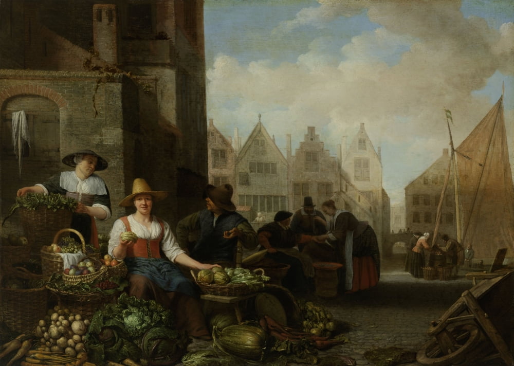 The Vegetable Market Canvas Art - (36 x 24)