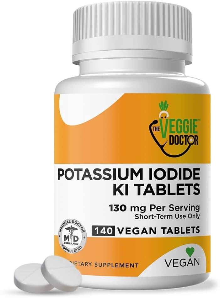 The Veggie Doctor Potassium Iodide 130mg – 140 Vegan Tablets – Iodine Supplement for Adults and Kids – USA-Made, Non-GMO, Gluten-Free