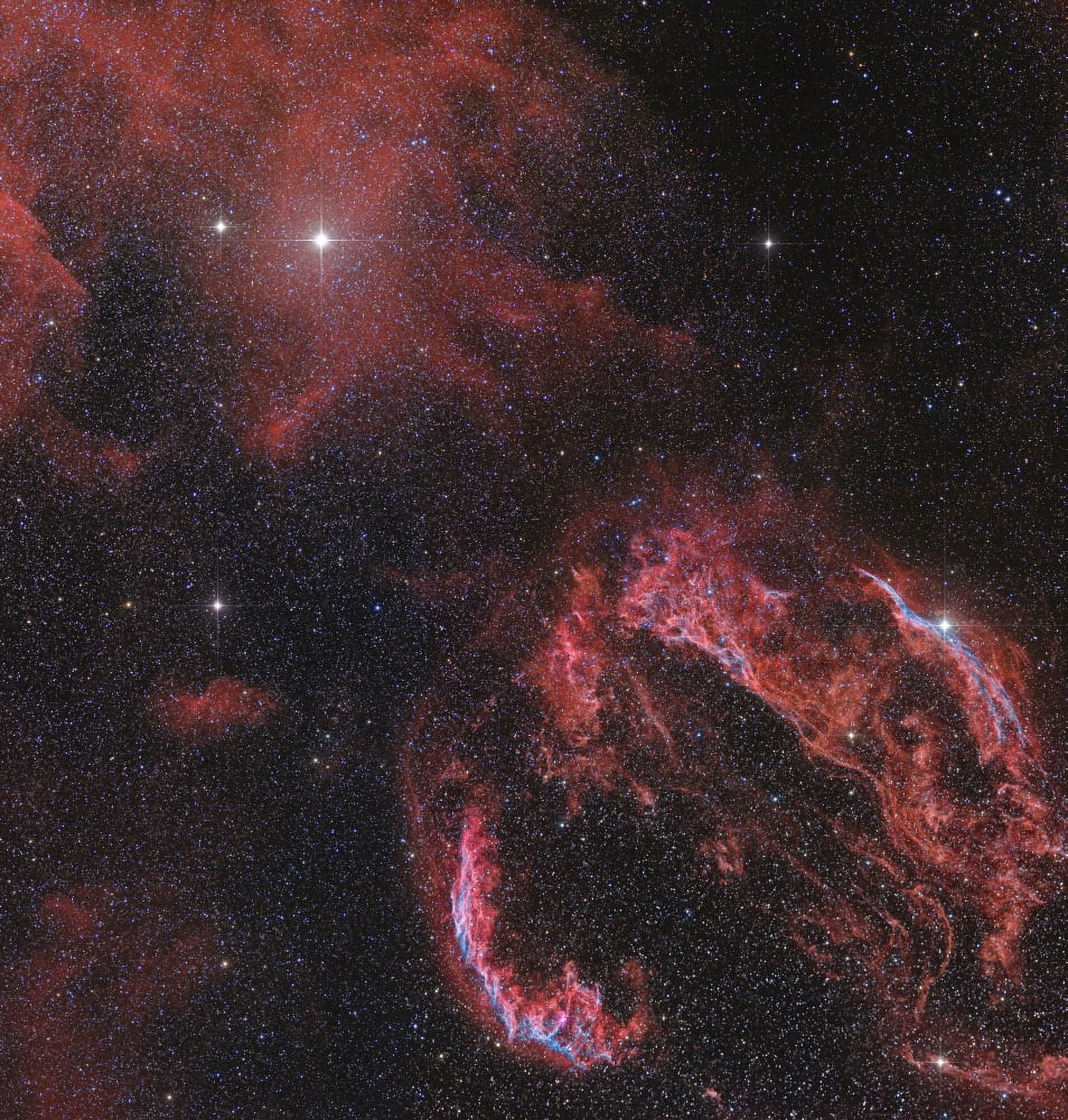 The Veil Nebula in the constellation Cygnus glows red Canvas Art - John DavisStocktrek Images (27 x 29)