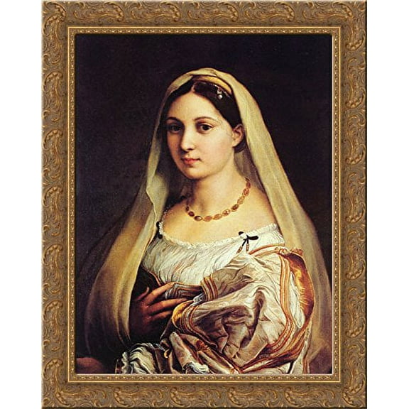 The Veiled Woman, or La Donna Velata 20x24 Gold Ornate Wood Framed Canvas Art by Raphael