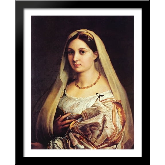 The Veiled Woman, or La Donna Velata 28x34 Large Black Wood Framed Print Art by Raphael