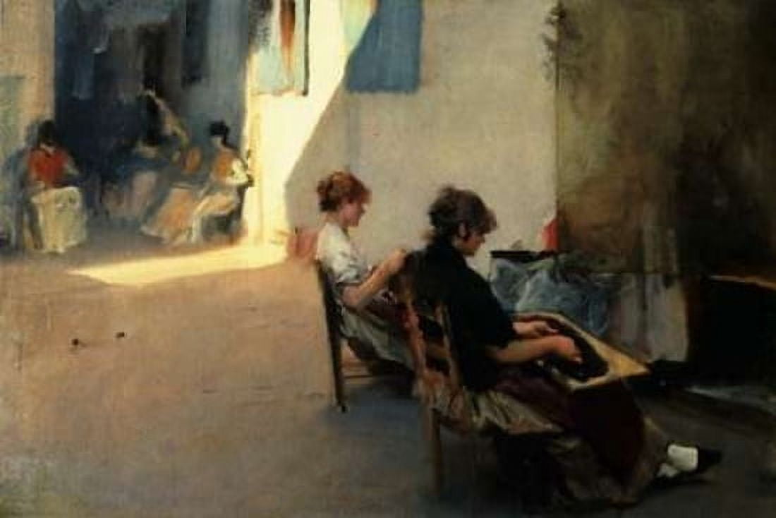 The Venetian Bead Stringers c 1880-82 Canvas Art - John Singer Sargent (24 x 36)
