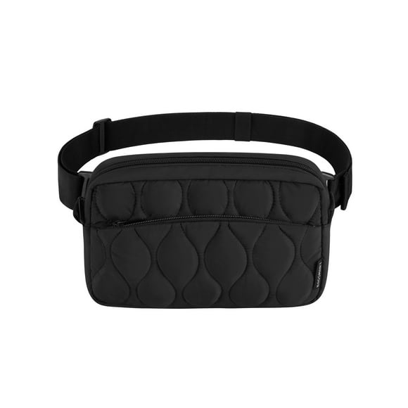 Womens' Fanny Pack, Lightweight Crossbody Belt Bag with Two Ways to Wear, Adjustable Strap, Fashion Waist Pack for Travel Workout, Black