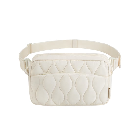 Bagsmart Womens' Fanny Pack, Lightweight Crossbody Belt Bag with Two Ways to Wear, Adjustable Strap, Fashion Waist Pack for Travel Workout, Beige