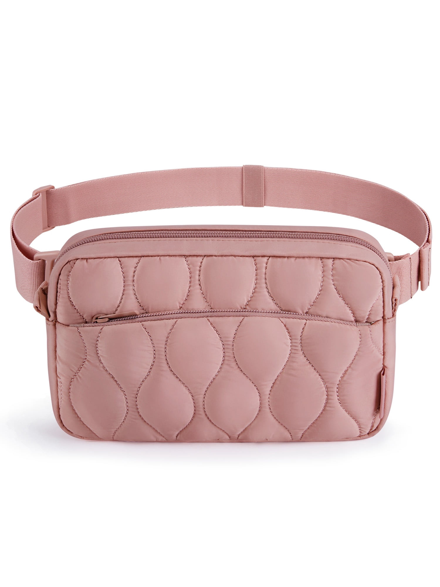 Bagsmart Womens' Fanny Pack, Lightweight Crossbody Belt Bag with Two Ways to Wear, Adjustable Strap, Fashion Waist Pack for Travel Workout, Pink