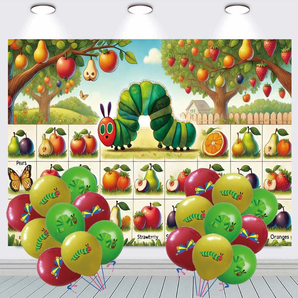 The Very Hungry Caterpillar Backdrop Banner Balloons Party Decorations ...