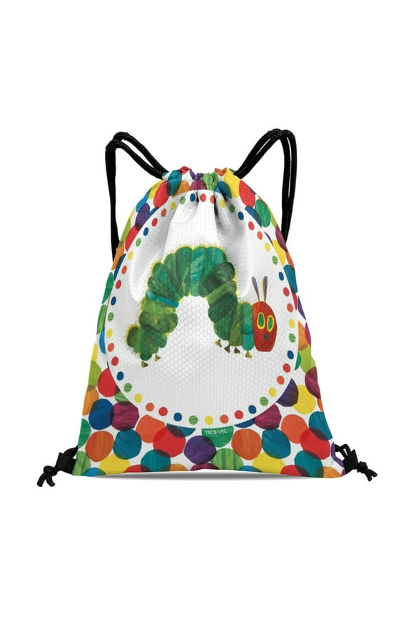 The Very Hungry Caterpillar-theme Drawstring Backpack Sports Gym Bag Water Resistant String Bag Cinch Bag12X1630X40cm