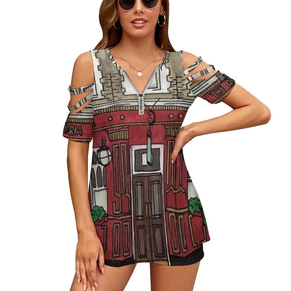 The Vic Ruffle Short Sleeve T Shirts Summer V Neck Tops Fashion Casual Tee Shirt Pub Eastenders The Vic Albert Square