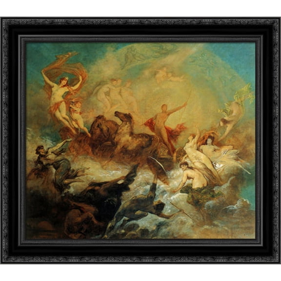 The Victory of Light over Darkness 21x20 Black Ornate Wood Framed Canvas Art by Makart, Hans