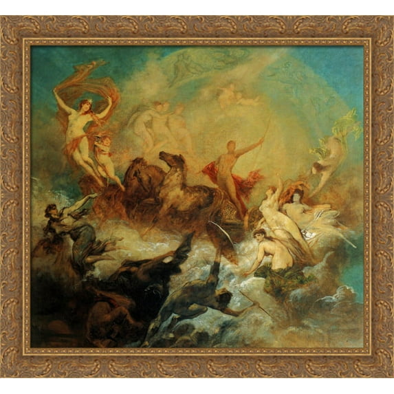 The Victory of Light over Darkness 30x28 Large Gold Ornate Wood Framed Canvas Art by Hans Makart