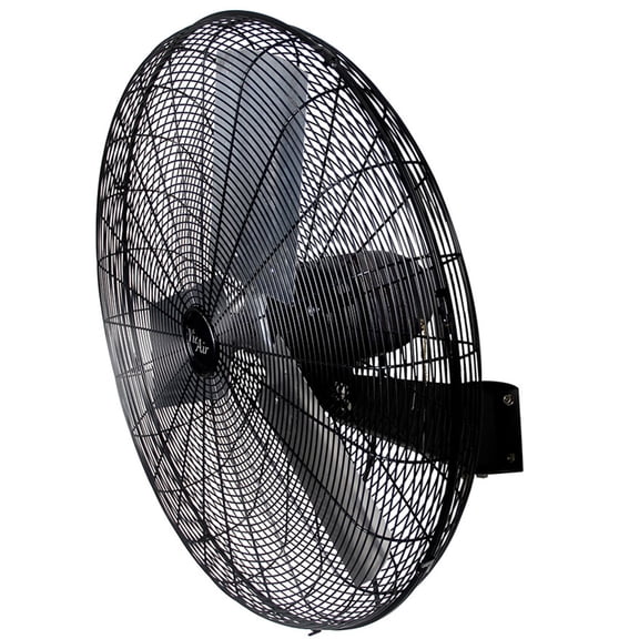 The Vie Air 24 Inch Tilting Wall Mountable Heavy Duty Commercial Strength Oscillating Fan with 3 Speed Motor in Black