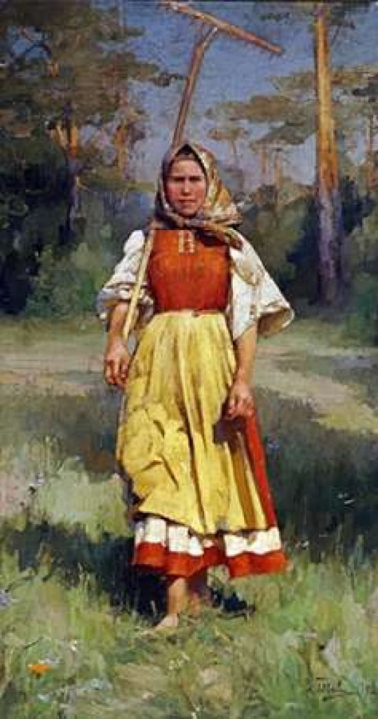 The Village Girl Canvas Art - Ivan Lavrentievitch Gorokhoff (12 x 18)