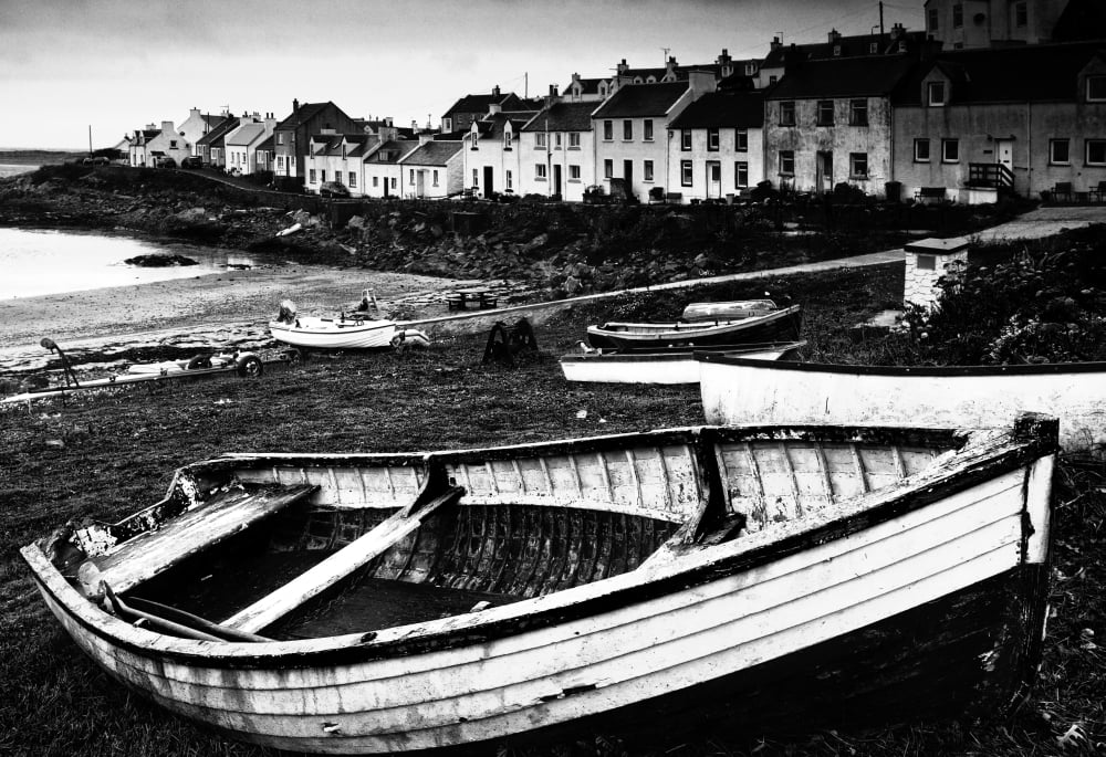 The Village Of Portnhaven Scotland Canvas Art - John Short Design Pics (36 x 24)