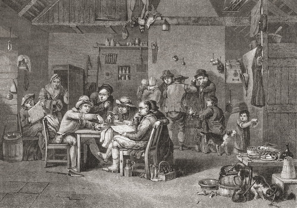 The Village Politicians After Sir David Wilkie From Histoire Des Peintres Cole Anglaise Published 1867 Canvas Art - Ken Welsh Design Pics (17 x 11)