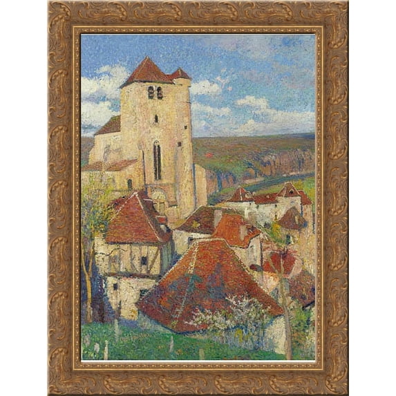 The Village Saint Cirq Lapopie 20x24 Gold Ornate Wood Framed Canvas Art by Martin, Henri