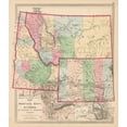 thumbnail image 1 of The Vintage Map Shop Warner & Beers 1872 Map of Montana 17.5" x 15" Art Print, 1 of 1
