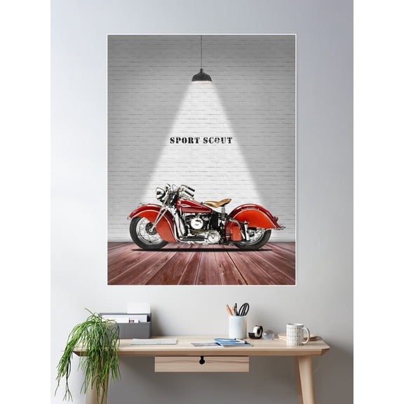 The Vintage Sport Scout Motorcycle Poster Wall Art, Modern Wall Decor For Living Room Bedroom, 8x12 UNFRAMED