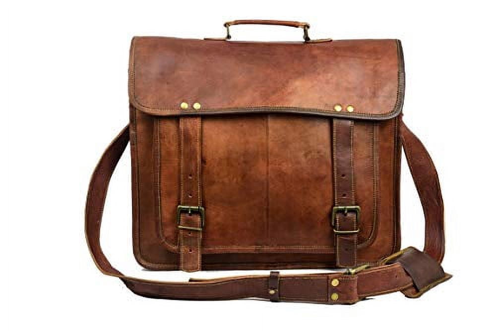 Sac Portefeuille En Cuir Véritable Vintage Pour Ordinateur Portable - Style Messager Robuste - Marron 'Crazy Horse'
