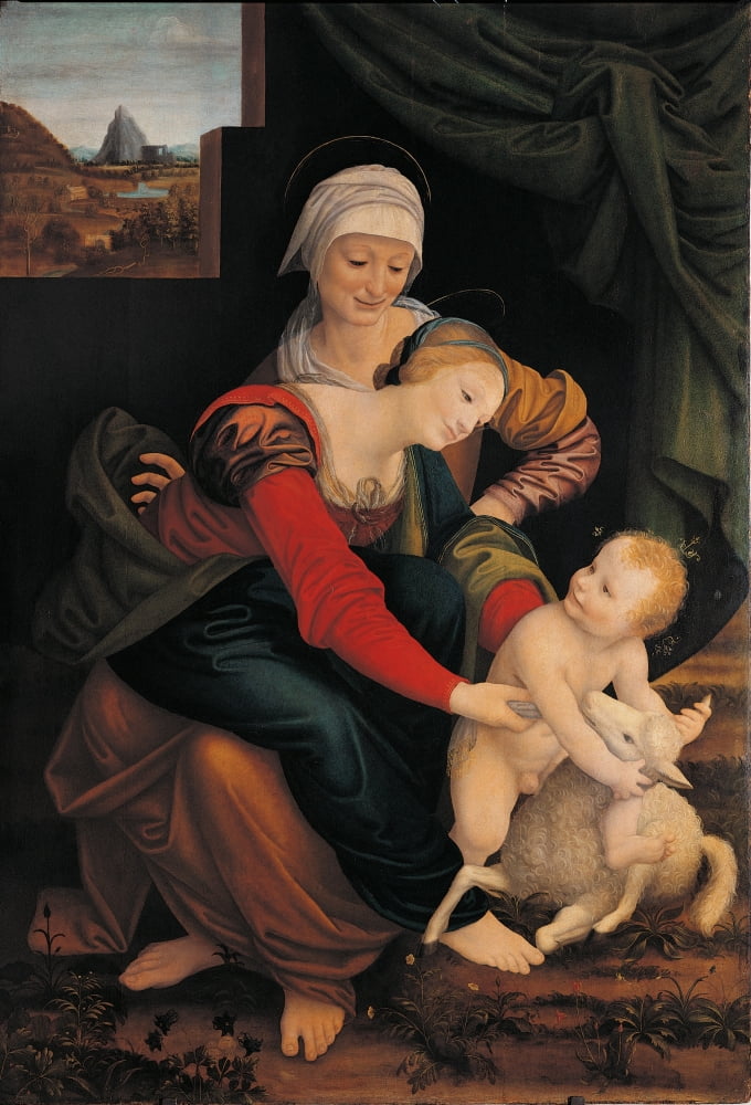 The Virgin And Child With St Anne And The Lamb Canvas Art - (18 x 24)