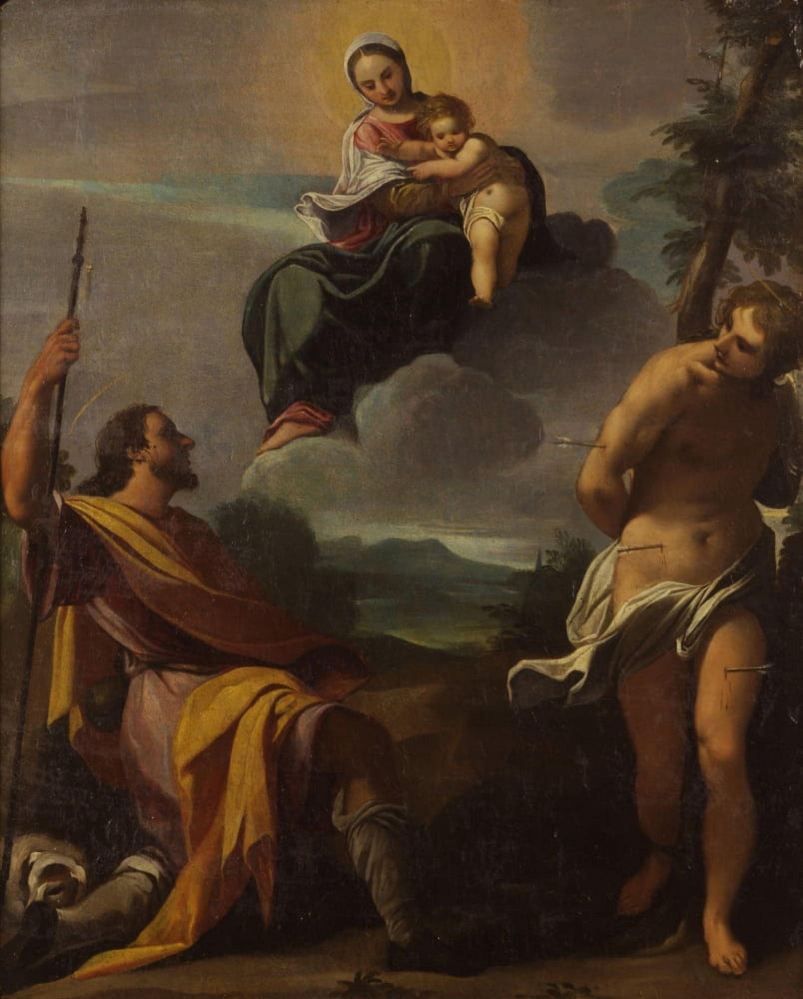 The Virgin And Saints Rocco And Sebastiano Canvas Art -  (24 x 36)