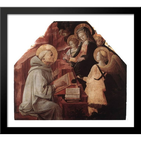 The Virgin Appears to St. Bernard 32x28 Large Black Wood Framed Print Art by Filippo Lippi