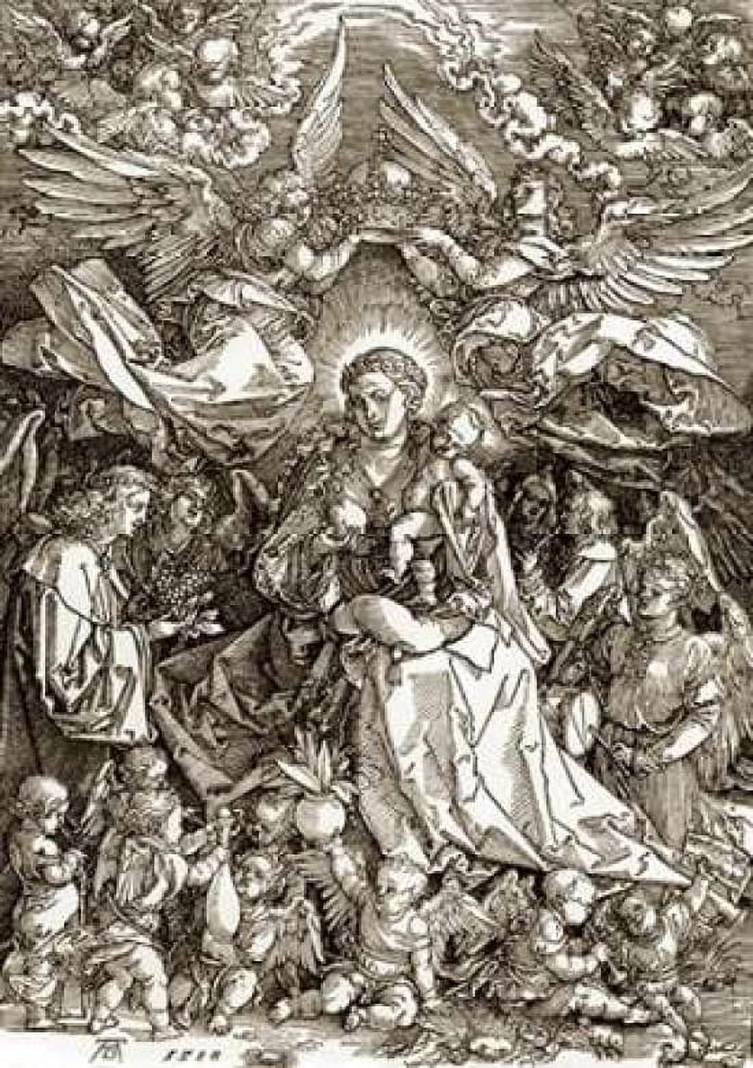 The Virgin Crowned By Two Angels Canvas Art - Albrecht Durer (20 x 28)
