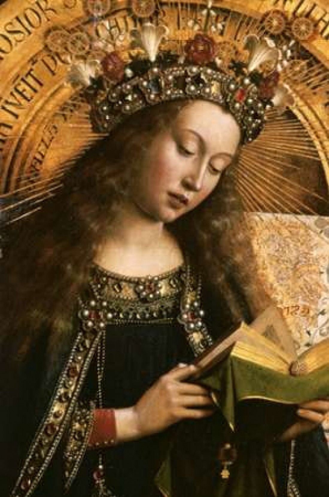 The Virgin Ghent Altarpiece Canvas Art - Jan Van Eyck (12 x 18)