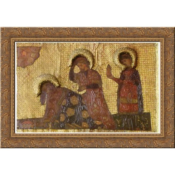 The Virgin Holidays. Adoration of the Magi. Three kings. 24x18 Gold Ornate Wood Framed Canvas Art by Nicholas Roerich
