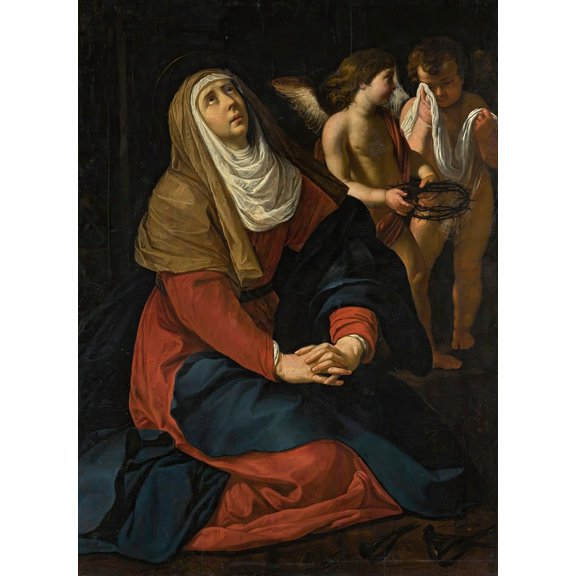 The Virgin In Prayer At The Foot Of The Cross, With Crying Angels Poster Print by Gerard Seghers (18 x 24)