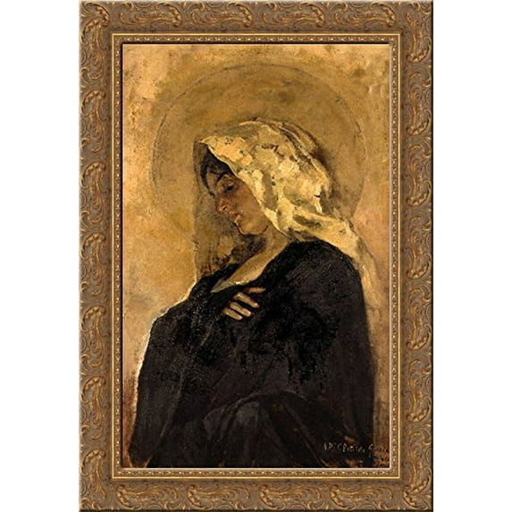 The Virgin Mary 18x24 Gold Ornate Wood Framed Canvas Art by Sorolla y Bastida, Joaquin