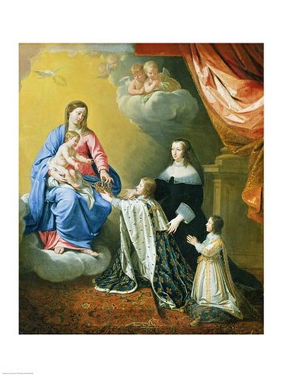 The Virgin Mary gives the Crown and Sceptre to Louis XIV 1643 Canvas Art - Philippe De Champaigne (18 x 24)