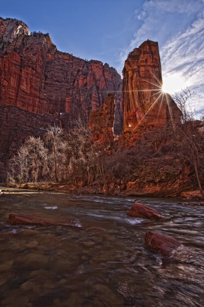 The Virgin River Runs Through The Narrows Zion National Park Utah Canvas Art - Robert Postma Design Pics (22 x 34)