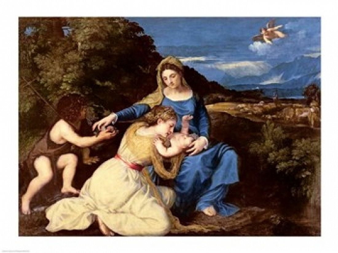 The Virgin and Child with Saints Canvas Art - Titian (36 x 24)