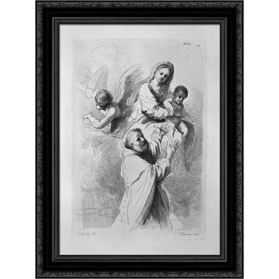 The Virgin and Child with St. John 20x24 Black Ornate Wood Framed Canvas Art by Piranesi, Giovanni Battista
